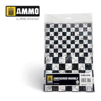 AMMO by MIG Checkered Marble Sheets (MIG8782) showcasing striking checkered marble texture on two sheets for distinctive scale modeling and dioramas
