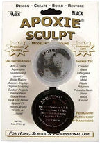 Aves Apoxie Sculpt Black 1/4 lb product packaging image showing retail blister pack with Part A and Part B sample cups for self hardening modelling and repair compound