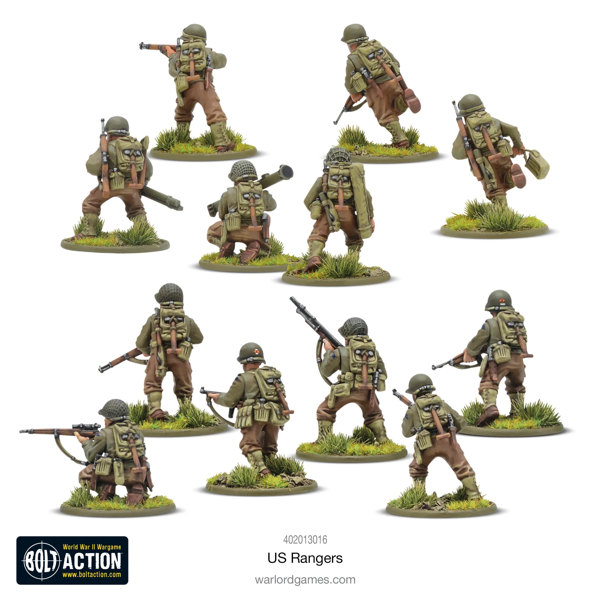Painted and assembled US Rangers miniatures for tabletop gaming