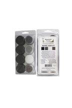 Aves Apoxie Sculpt Colour Tray Neutral 4 colour mixing kit front and back packaging image showing compact sample pod set for colour mixing and sculpting