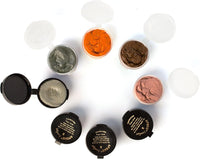 Top view of Aves Apoxie Sculpt Earth Colour Kit with open colour pods in pink, natural, orange and bronze for custom colour mixing and sculpting
