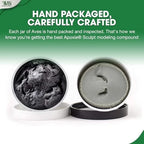 Aves Studio Apoxie Sculpt Black hand packaged and carefully crafted showing opened Part A and Part B compound
