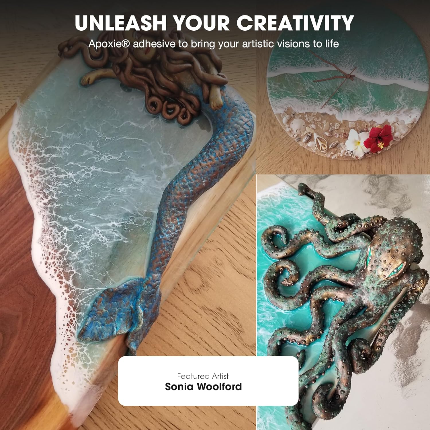 Creative project examples made with Aves Studio Apoxie Sculpt Bronze including mixed media decorative art and sculpted pieces