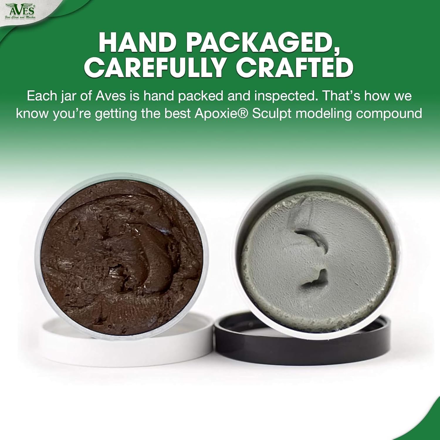 Aves Studio Apoxie Sculpt Bronze 1 lb hand packaged and carefully crafted showing opened Part A and Part B compound