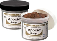 Aves Studio Apoxie Sculpt Bronze 1 lb modelling compound with Part A and Part B jars on a white background
