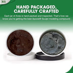 Aves Studio Apoxie Sculpt Brown 1 lb hand packaged and carefully crafted showing opened Part A and Part B compound