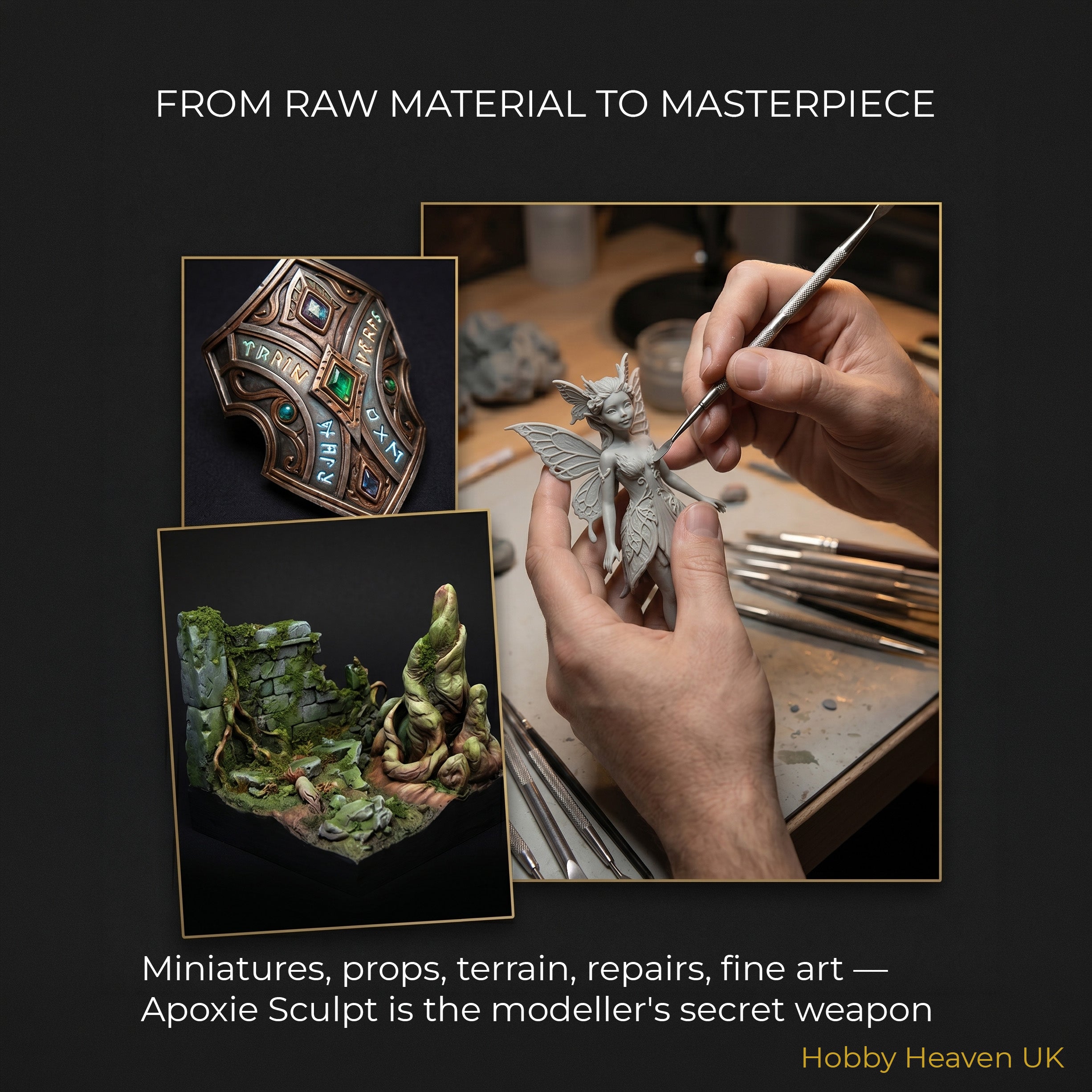 Aves Studio Apoxie Sculpt used for miniatures props terrain repairs and fine art modelling projects