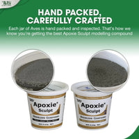 Aves Studio Apoxie Sculpt Natural 4 lb hand packaged and carefully crafted showing Part A and Part B compound in large tubs
