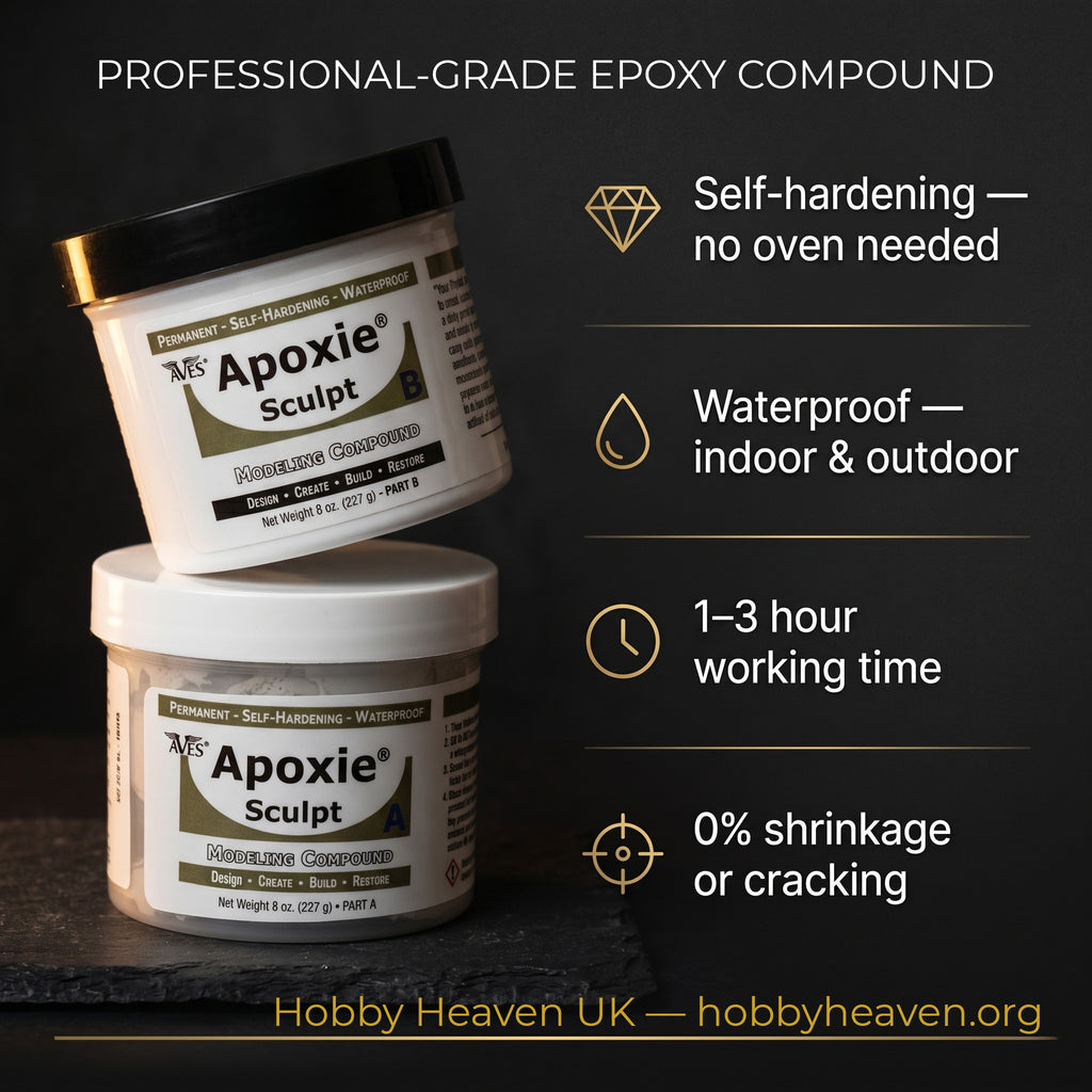 Aves Studio Apoxie Sculpt professional grade epoxy compound with self hardening waterproof properties and 1 to 3 hour working time