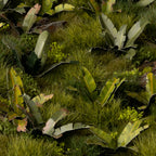 Tropical diorama featuring Laser Plants Banana Tree leaves, displaying a lush jungle scene with  exotic terrain