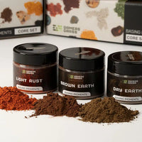  A selection of 3 different colored dry pigments for basing and weathering miniatures.