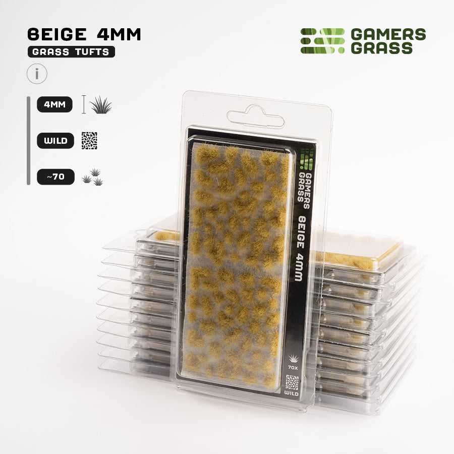 Gamers Grass Beige 4mm - Wild Tufts packaging, featuring golden prairie and arid landscape imagery