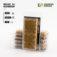 Gamers Grass Beige XL 12mm - Wild XL Tufts packaging, featuring tall golden grass and dramatic arid landscape imagery
