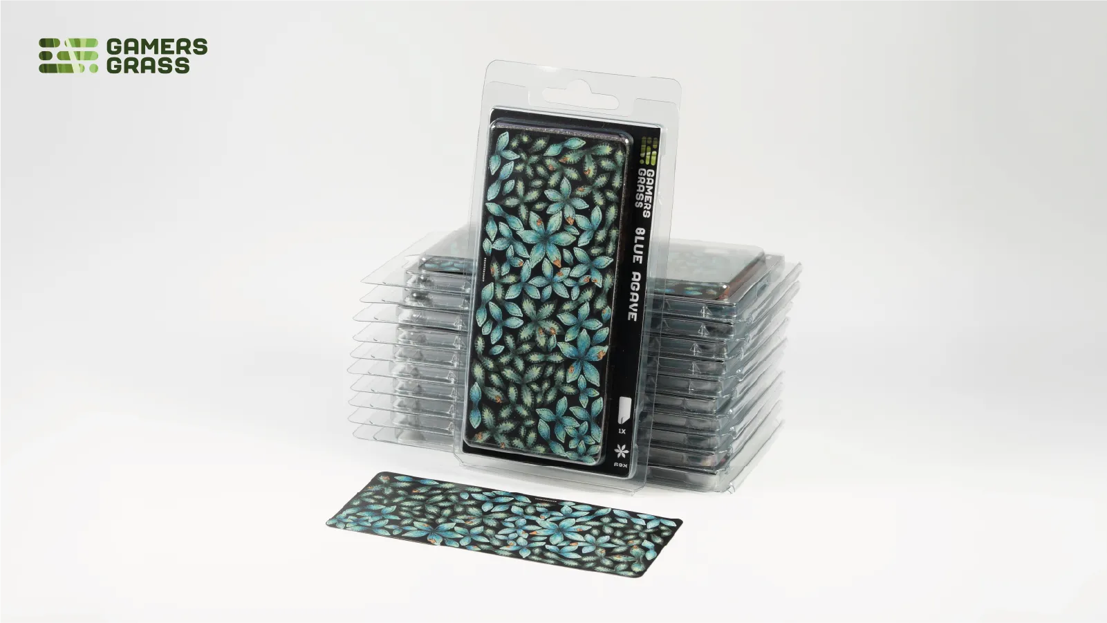 Gamers Grass Blue Agave blister pack with uncut carrier sheet showing all 69 leaf groups