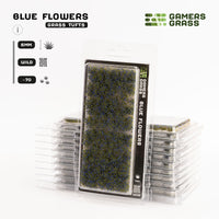 Gamers Grass Blue Flowers - Wild packaging, showcasing rare, blue blossom imagery on various plants with green leaves
