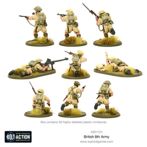 British 8th Army soldiers with Lee Enfield, Bren Gun, and Boys Anti-Tank Rifle for Bolt Action