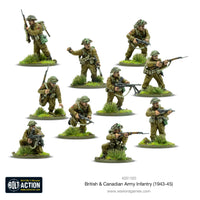 Painted British & Canadian Army Infantry figures in Bolt Action game
