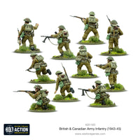 Painted British & Canadian Army Infantry figures in Bolt Action game
