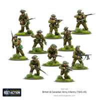 Painted British & Canadian Army Infantry figures in Bolt Action game
