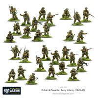 Painted British & Canadian Army Infantry figures in Bolt Action game
