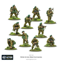 Painted British & Inter-Allied Commandos in action during Bolt Action WWII game
