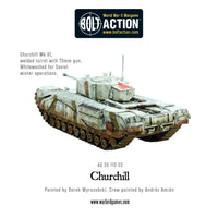 Painted Churchill Tank with 75mm gun variant in a Bolt Action WWII game
