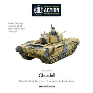 Painted Churchill Tank with 75mm gun variant in a Bolt Action WWII game