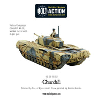 Painted Churchill Tank with 75mm gun variant in a Bolt Action WWII game
