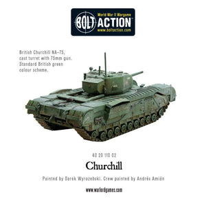 Painted Churchill Tank with 75mm gun variant in a Bolt Action WWII game