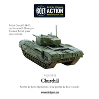 Painted Churchill Tank with 75mm gun variant in a Bolt Action WWII game