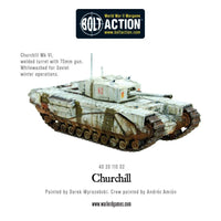 Painted Churchill Tank with 75mm gun variant in a Bolt Action WWII game
