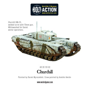 Painted Churchill Tank with 75mm gun variant in a Bolt Action WWII game