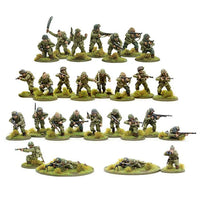 Overview of miniatures from the Bolt Action US Marine Corps Starter Army, including infantry, vehicles, and heavy weapons for tactical gameplay.
