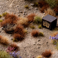 Stunning diorama featuring Brown 4mm - Small Tufts, showcasing a realistic desert scene and a portion of Mars-like terrain demonstrating the product's versatility
