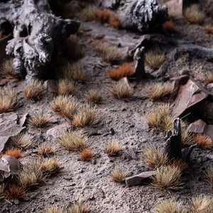 Dramatic diorama featuring Burned Tufts 6mm - Wild, showcasing a post-fire landscape or mysterious swamp scene amid the charred vegetation