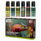 Chameleon Colorshift Acrylic Paint Set 2 by Green Stuff World shown with six 17ml paints and box.
