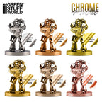 Green Stuff World Chrome Paints 17ml – Mirror Chrome Metallic Colours