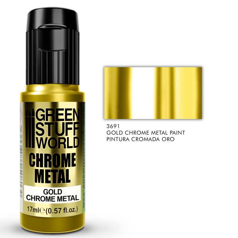 Green Stuff World Chrome Paints 17ml – Mirror Chrome Metallic Colours