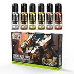Chrome Paint Set by Green Stuff World showing six 17ml metallic chrome colours.