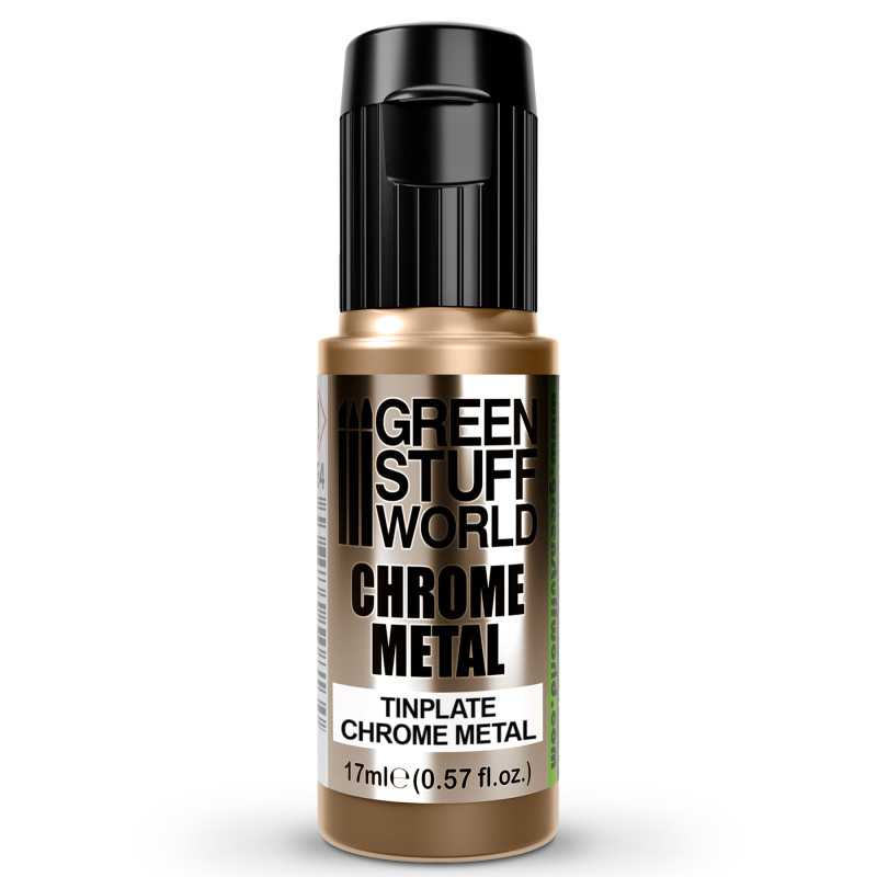 Green Stuff World Chrome Paints 17ml – Mirror Chrome Metallic Colours