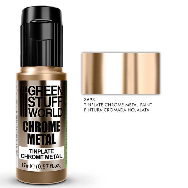 Green Stuff World Chrome Paints 17ml – Mirror Chrome Metallic Colours