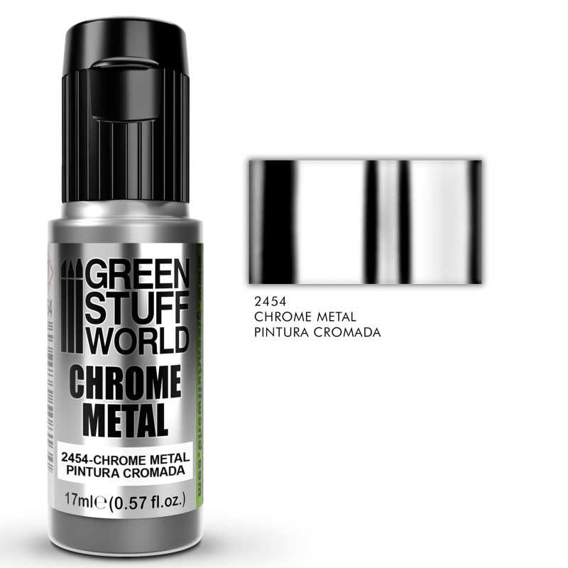 Green Stuff World Chrome Paints 17ml – Mirror Chrome Metallic Colours
