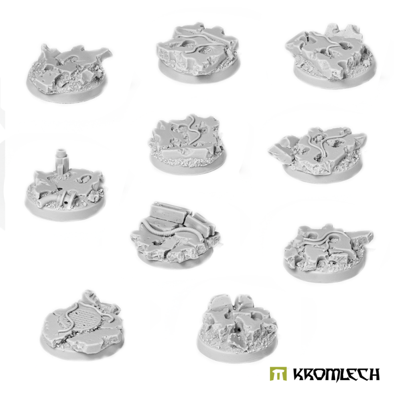 Ten Kromlech Concrete Slabs 25mm Set 2 bases in unpainted grey resin