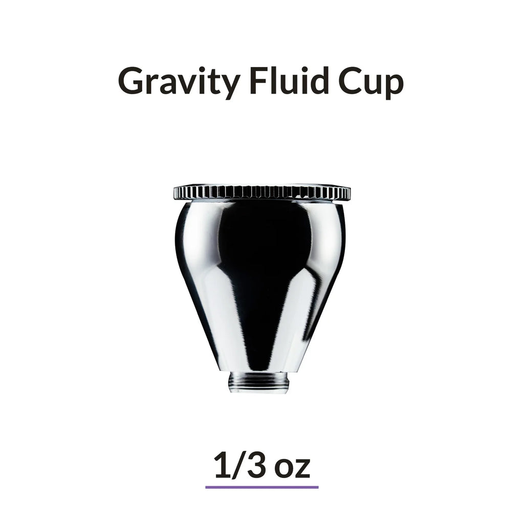 Gaahleri product card: Gravity Fluid Cup, 1/3 oz, cup with knurled lid, captioned with no finish grade