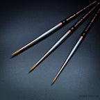Three da Vinci Miniature Maestro Kolinsky sable round brushes in sizes 2, 3 and 4