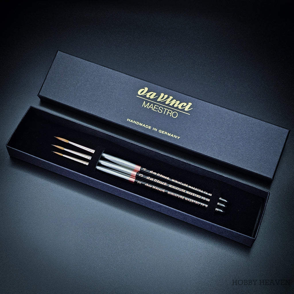 da Vinci Miniature Maestro Series 76 Kolinsky sable brush set in premium black gift box