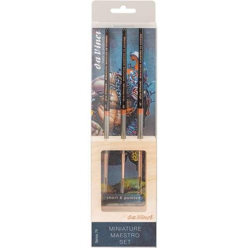 Da Vinci Series 76 Maestro Kolinsky Redsable Set Sizes 2,3,4 In Wooden Display - Hobby Heaven