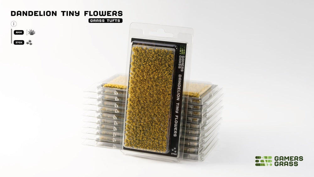 Blister pack of Gamers Grass Dandelion Tiny Flowers tufts for miniatures and dioramas