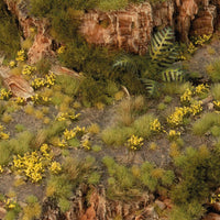 Dandelion Tiny Flowers tufts used on a rocky countryside diorama with greenery