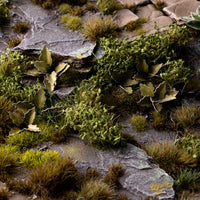 Lifelike diorama featuring Dark Green Shrubs - Wild Shrubs, showcasing realistic moorland or wetland scene with varied textures and lush vegetation
